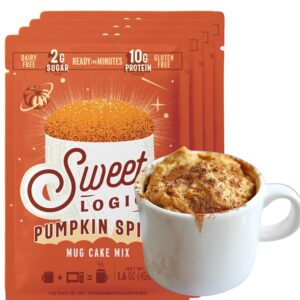 SWEET LOGIC Keto Dessert Mug Cake Mixes – Refined Sugar Free Gluten Free Keto Snack – 4 Keto Mug Cake Mixes – Pumpkin Spice – Diabetic Friendly Keto Sweets and Treats