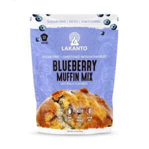 Lakanto Sugar Free Blueberry Muffin Mix – Naturally Flavored, Sweetened with Monk Fruit Sweetener, Keto Diet Friendly, 3 Net Carbs, Gluten Free, Breakfast Food, Delicious, Easy to Make (12 Servings)