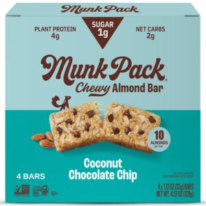 Munk Pack Keto Granola Bar Coconut Cocoa Chip, 1.12 Oz, 4 Ct
