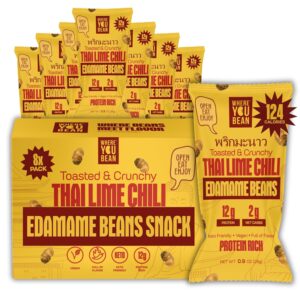 Where You Bean Edamame Beans Snack (Thai Lime Chili) – Crunchy and Dry Roasted Edamame Beans – High Protein Snacks, Keto and Vegan Healthy Snacks for Adults & Low Carb Asian Snack 0.9 oz (Pack of 8) Where You Bean Edamame Beans Snack (Thai Lime Chili) – Crunchy and Dry Roasted Edamame Beans – High Protein Snacks, Keto and Vegan Healthy Snacks for Adults & Low Carb Asian Snack 0.9 oz (Pack of 8)
