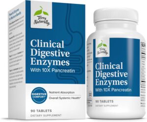 Terry Naturally Clinical Digestive Enzymes – Digestion Supplement for Nutrient Absorption – Includes Undiluted Pancreatic Enzymes – Gluten-Free, Dairy-Free & Non-Soy – 90 Tablets (45 Servings) Terry Naturally Clinical Digestive Enzymes – Digestion Supplement for Nutrient Absorption – Includes Undiluted Pancreatic Enzymes – Gluten-Free, Dairy-Free & Non-Soy – 90 Tablets (45 Servings)