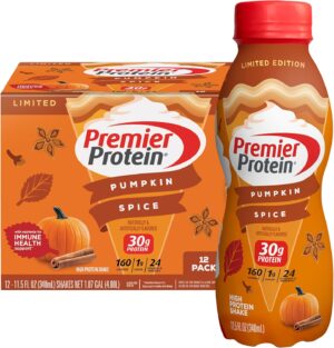 Premier Protein Shake Limited Edition 30g 1g Sugar 24 Vitamins Minerals Nutrients, Pumpkin Spice, 11.5 Fl Oz (Pack of 12) Artwork Case – Packaging May Vary