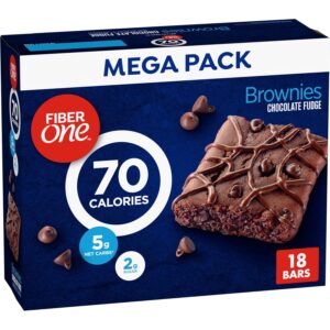Fiber One 70 Calorie Brownies, Chocolate Fudge Snack Bars, Mega Pack, 18 Ct, 16 oz Fiber One 70 Calorie Brownies, Chocolate Fudge Snack Bars, Mega Pack, 18 Ct, 16 oz