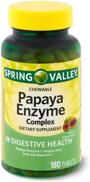 Spring Valley Spring – Valley Papaya Enzyme Complex Tablets – 180 Chewable Tablets Pack of 2 180 Count (Pack of 2) Spring Valley Spring – Valley Papaya Enzyme Complex Tablets – 180 Chewable Tablets Pack of 2 180 Count (Pack of 2)