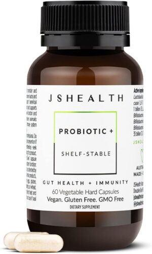 JSHealth Vitamins Gut Health and Immunity Formula | Probiotics for Women and Men | Shelf Stable Probiotic Supplement for Digestive Health and Immune Support (60)