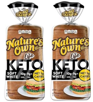 Nature’s Own Keto Bread, Low Carb, High Fiber, Paleo Friendly, 2 Pack