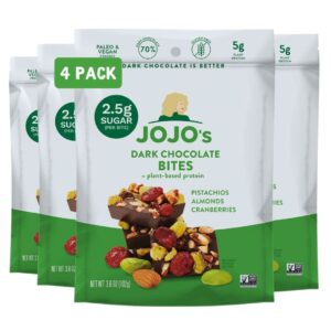 JOJO’s Dark Chocolate Pistachio Almond Cranberry, Healthy Snack, Low Sugar, Low Carb, Gluten Free, Non GMO, Paleo & Keto Friendly, Made with Plant Based Hemp Protein, Vegan (4 Count) JOJO’s Dark Chocolate Pistachio Almond Cranberry, Healthy Snack, Low Sugar, Low Carb, Gluten Free, Non GMO, Paleo & Keto Friendly, Made with Plant Based Hemp Protein, Vegan (4 Count)