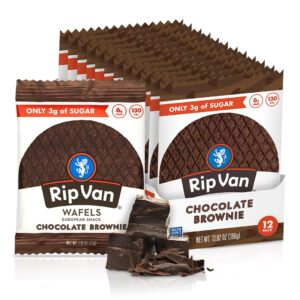 Rip Van Wafels Chocolate Brownie Stroopwafels – Healthy Snacks – Non GMO Snack – Keto Friendly – Office Snacks – Low Sugar (3g) – Low Calorie Snack – 1.16 Ounce (Pack of 12)