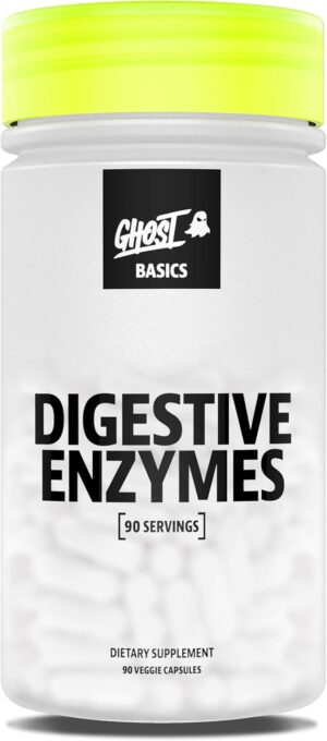 GHOST Basics Digestive Enzymes Supplement for Men & Women – Multi-Enzymes, Probiotics & Prebiotics for Supporting Digestion & Gut Health – Vegan Friendly – 90 Veggie Capsules