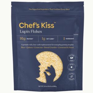 Chef’s Kiss Lupin Flakes | 16g Protein, 1g Net Carbs, 15g Fiber | Gluten Free, Low Glycemic, Low Carb | Rice, Couscous, Cornmeal, Breadcrumb Alternative | High Protein, Keto |17 Servings, (24oz)