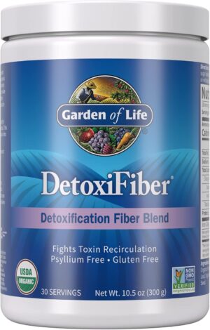Garden of Life Organic Unflavored Fiber Powder Detox Blend with Chia, Alfalfa & Barley for Herbal Cleanse, Gut Health Support – Detoxifiber – Non-GMO, Gluten-Free, Psyllium Free, Vegan, 30 Servings
