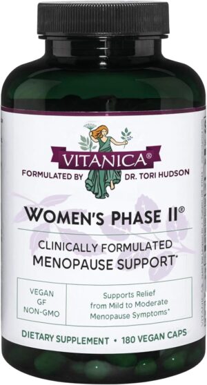 Vitanica Women’s Phase II, Menopause Support, Vegan, 180 Capsules