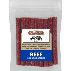 Old Wisconsin Beef Sausage Snack Sticks, Naturally Smoked, Ready to Eat, High Protein, Low Carb, Keto, Gluten Free, 14 Ounce Resealable Package Old Wisconsin Beef Sausage Snack Sticks, Naturally Smoked, Ready to Eat, High Protein, Low Carb, Keto, Gluten Free, 14 Ounce Resealable Package