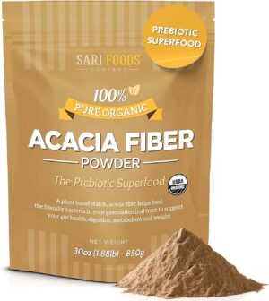Sari Foods Organic Acacia Fiber Powder (30 Ounce): Natural, Whole Food, Plant Based Prebiotic Superfood for Gut Health Sari Foods Organic Acacia Fiber Powder (30 Ounce): Natural, Whole Food, Plant Based Prebiotic Superfood for Gut Health