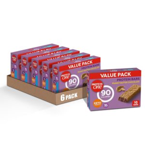 Protein One 90 Calorie Keto Protein Bars, Peanut Butter Chocolate, 10 ct (Pack of 6)