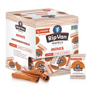 Rip Van Wafels Snickerdoodle Mini Stroopwafels – Low Carb Snacks (3g Net Carbs) – Non GMO Snack – Keto Friendly – Office Snacks – Low Calorie Snack (37 Calories) – Low Sugar (1g) – 32 Pack